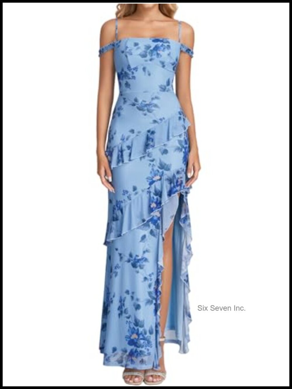 Ruffle Maxi Formal Wedding Guest Dress Square Neck Bodycon